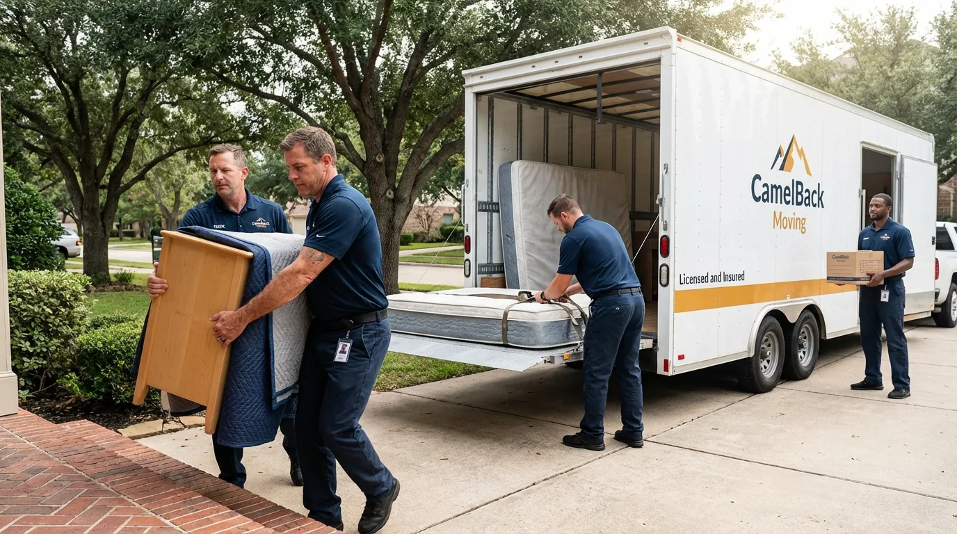 Crew loading residential truck for cross-state move from Goose Creek, SC