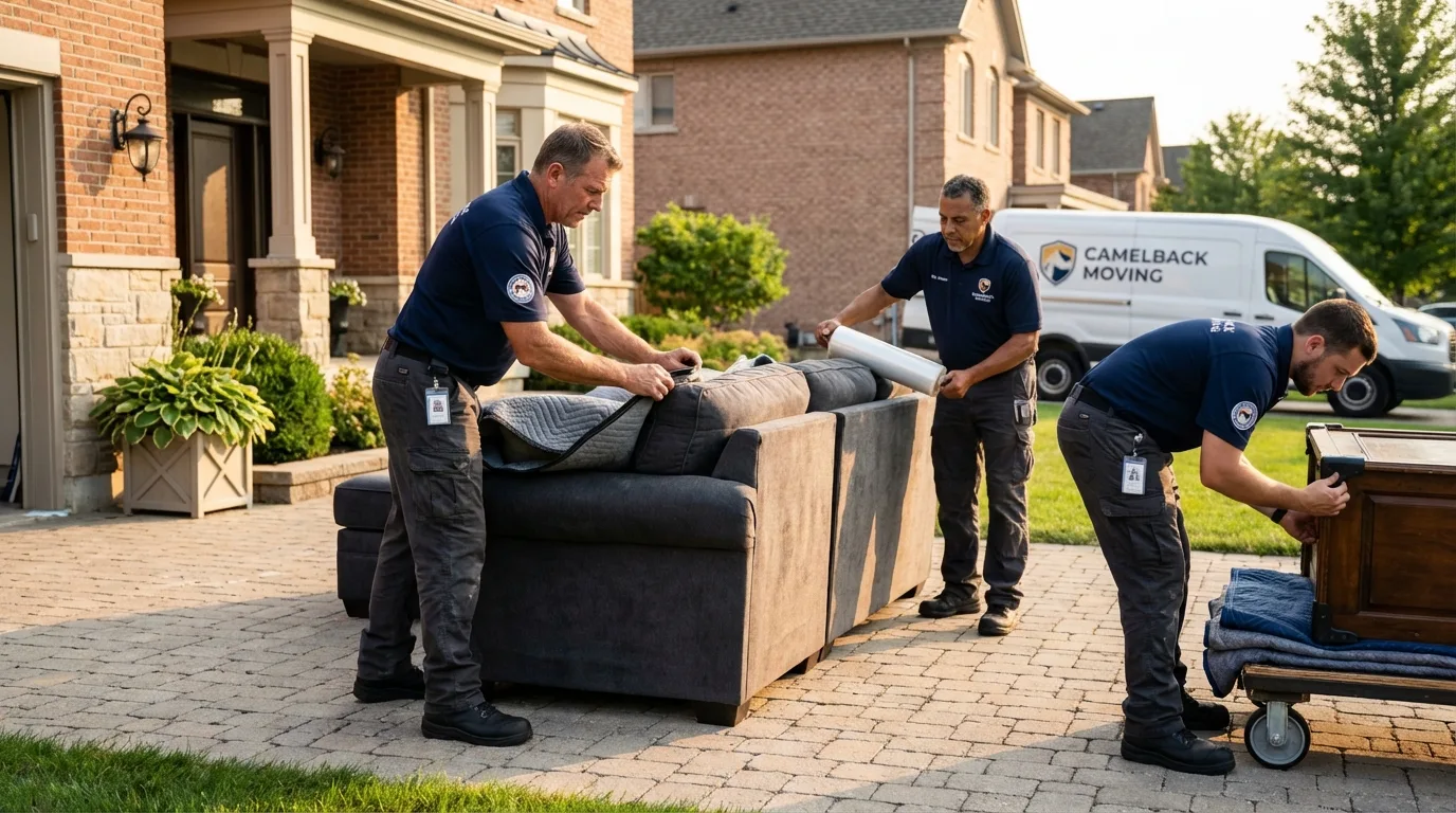 Large estate moving crew wrapping furniture in Goose Creek, SC